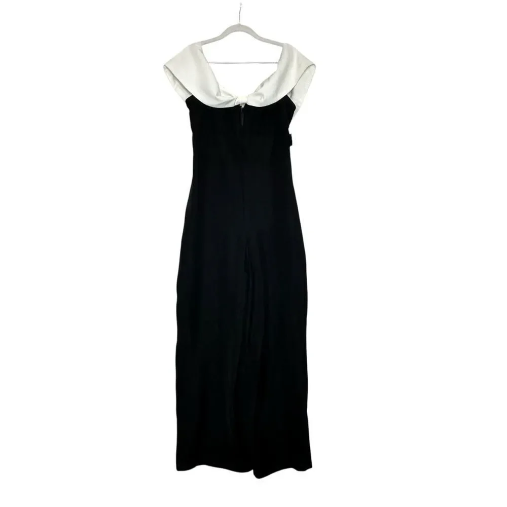 Avec Les Fille Black Crepe Wide Leg Off the Shoulder Jumpsuit | 8